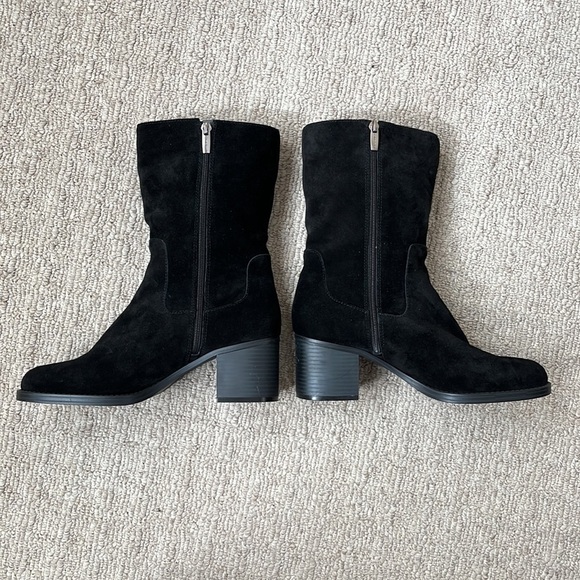 Vince Camuto Zelcinna Water-Repellent Mid-Shaft Black Suede Block Heel Boot sz 9 - Picture 4 of 11